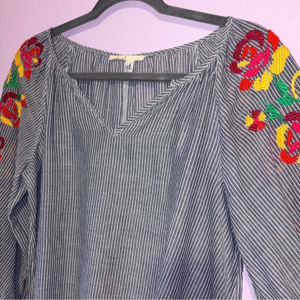 Anthropologie Floreat Blouse Soleil Embroidered Tassel Colorful Boho Women XS - Picture 3 of 9